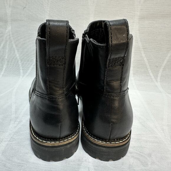 Lands' End Side-Zip Lug-Sole Chelsea Boots‎ Women's US 7 B Black Leather - Picture 5 of 9